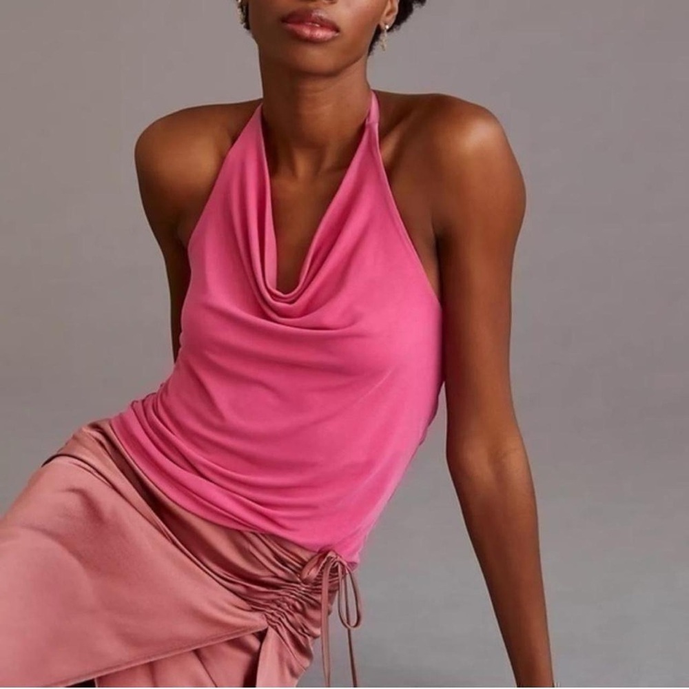 Anthropologie Pink Cowl Neck Camisole